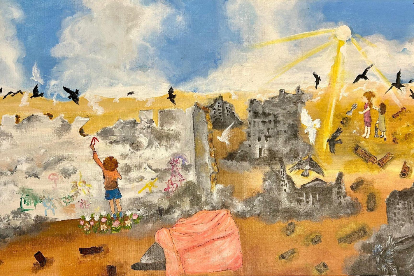 Painting by Malak, a young artist in Gaza.